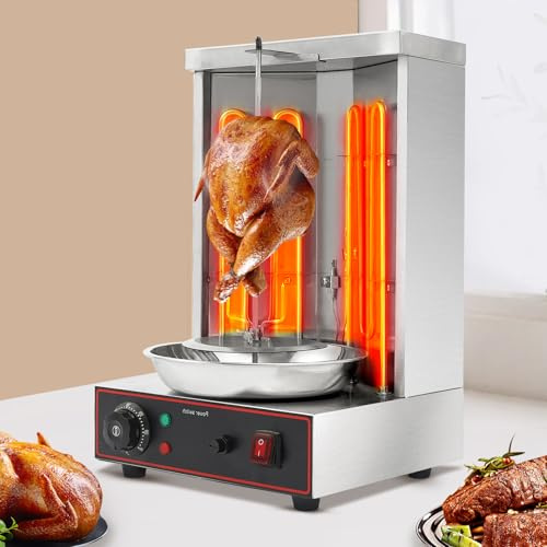 2800-3000 W Barbecue électrique en acier inoxydable kebab Barbecue vertical Multigrill Barbecue rotatif automatique Température réglable | 2 tuyaux de chauffage | Bac récupérateur de graisse | Voyants