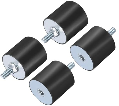QUARKZMAN 4 Stück M8x23mm Gummi-Isolatoren Mit Gewindestangen 40x40mm Männlich Weiblich Vibrationsdämpfer Verzinkte Zylindrische Gewindehalter Anti-Vibrations-Isolatoren Mit 4 Stück M8