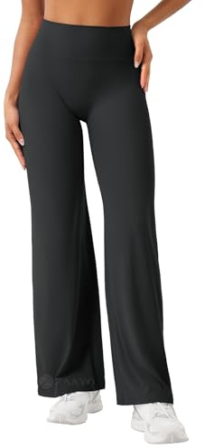 ZAAYO Leggings da donna senza cuciture, a vita alta, flared, leggings da yoga, sport, yoga, da donna, palestra, yoga, pantaloni regolari, lunghi, extra lunghi, Nero , L extra lungo