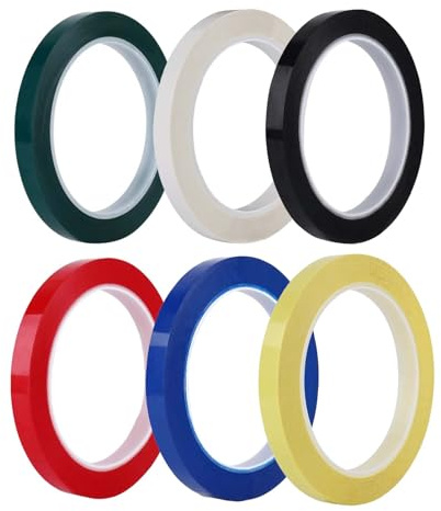 Xiciki Lot de 6 rubans adhésifs pour tableau blanc, 5 mm de large x 66 m de long, en PET, en 6 couleurs, pour bricolage, diagrammes graphiques, décoration, marquage
