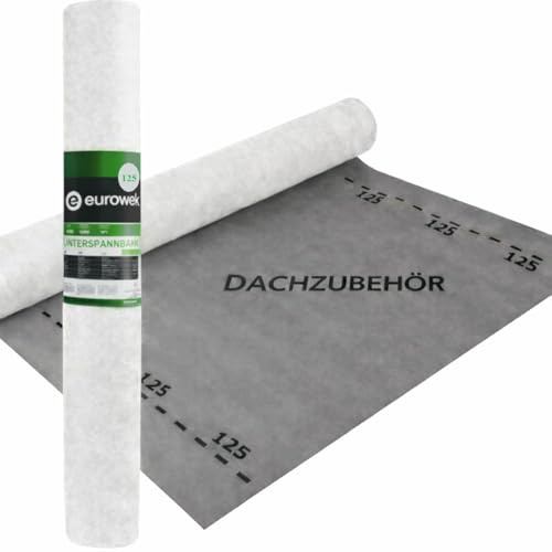 Dachunterspannbahn, Dachfolie, Unterdeckbahn, Dampfsperre, Unterspannbahn 1,5m x 10m,25m,50m Unterdeckbahn Eurowek 125 g/m² Rolle 75m² Dach (75m² [ 50m x 1,5m ])