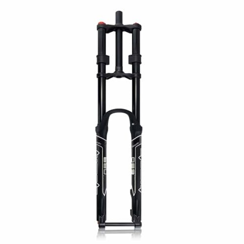 LHHL Bike Fork 27.5 29 Inch Double Shoulder Control MTB Downhill Suspension Fork 180mm Travel DH Air Pressure 28.6mm Straight Tube Bicycle Shock Absorber Rebound Adjust(Black,27.5 inch)