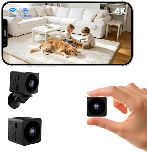 Mini Camera Espion sans Fil, Wi-Fi ou Mode sans WiFi, Camera de Surveillance sans Internet, Vision Grand 160°, Vision Nocturne, Détection Mouvement IA, Mini Surveillance pour Intérieur/Extérieur