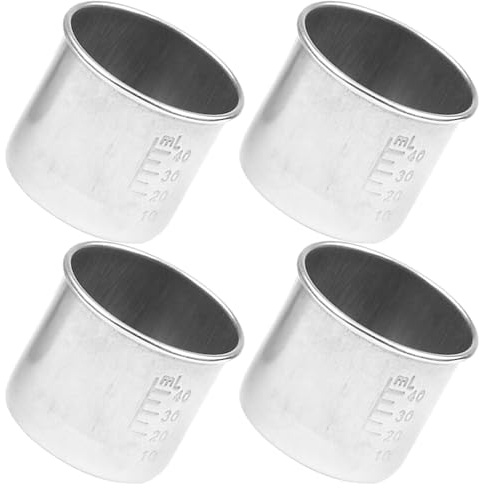 SHINEOFI 4 Vasos Multifunción para Medicamentos de Acero Inoxidable, Resistentes al Calor Capacidad de 40ml, Ideales para Laboratorio y Uso Práctico