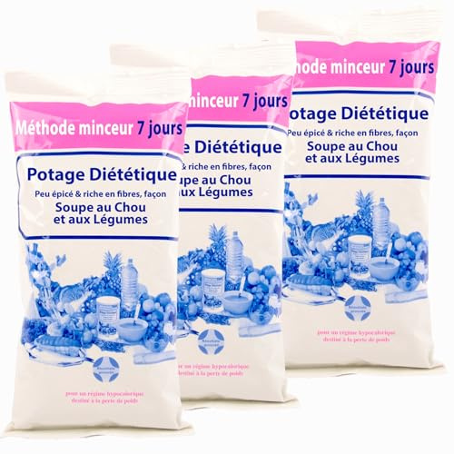 Recharge 84 Soupes au Chou, Maté Vert. Perte de Poids durable. Ventre Plat, Bien-être. Riche en Protéine, Fibres, Sans Graisse. (3x300g) Cure Éclair Méthode Minceur. Naturel. Efficace. Annedelona