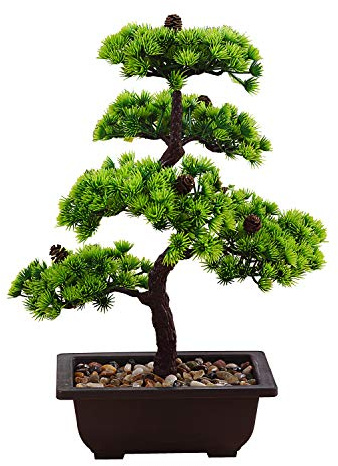 japanische deko Künstliche Bonsai Baum Pflanze für Dekoration Wohnung Schlafzimmer Hochzeit Einschulung Geburtstag, 40cm (Grün), Green