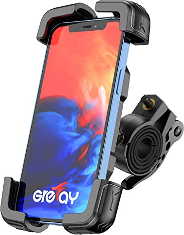Grefay Fahrrad Handyhalterung, Motorrad Handyhalter Universal 360° Drehung Scooter Handy Halterung für iPhone 13 Pro, 12 Pro Max Mini, 11 Pro Max, Xs Max, XR, X, 8, 7, 6S, Samsung Huawei Smartphone