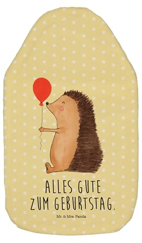 Mr. & Mrs. Panda Wärmflasche Igel Luftballon - Geschenk, Wärmflasche mit Bezug, Kinderwärmflasche, Wärmekissen, Tiermotive, Tiere, Kleine