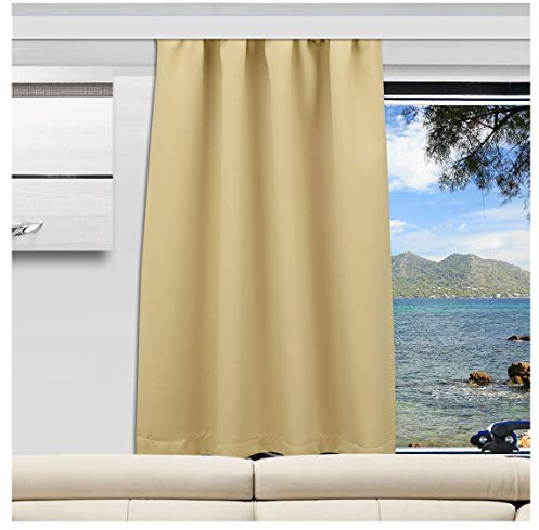 Wohnmobil-Gardine Mattis beige | Maßgefertigter Verdunklungs-Vorhang mit Reihband | Hochwertiger Dekoschal für Caravan & Wohnwagen | Blickdichter Sichtschutz Höhe 40-80 cm x Breite 0-70 cm