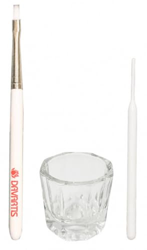 Davartis - Färbeset [1x Färbeschale Glas + 1x Färbepinsel, hart + 1x Färbestäbchen] für Augenbrauenfarbe & Wimpernfarbe