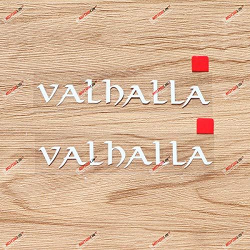 (2) 15,2 cm Valhalla Schriftzug Decal-Aufkleber, Odin, Wikinger, nordisch, Auto-Vinyl, Weiß sda3