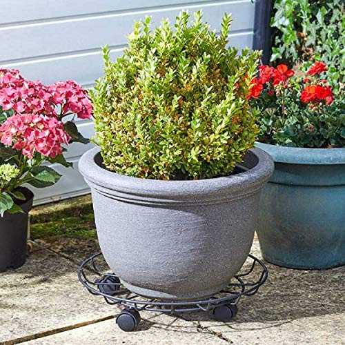 Garden Mile 15 Large Black Metal Plant Stand Outdoor Plant Stands Indoor Strong Sturdy Weather Resistant Plants Holders Indoors Outdoors Plants Pot Stand Racks Movers Planter Trolleys with Wheels