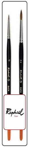 Raphael Pinceau Series 8404 ,kolinsky Rouge Sable Pinceau ,Set 2pcs,Taille 0 . 2 France