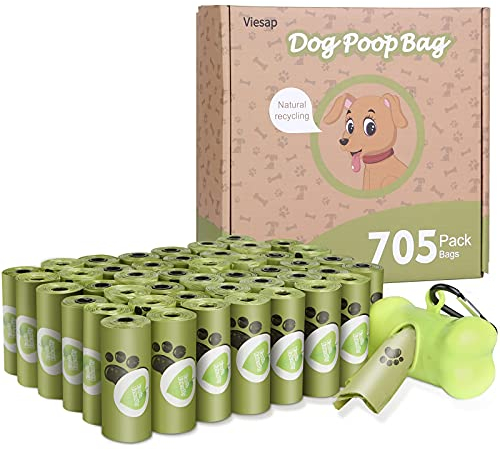 Viesap Kotbeutel, 705er Kotbeutel Für Hunde, Hundekotbeutel mit Spender, Hundekotbeutel Aus MaisstäRke, Auslaufsicher & Ohne Duft Kotbeutel Für Hunde Duft, Grün