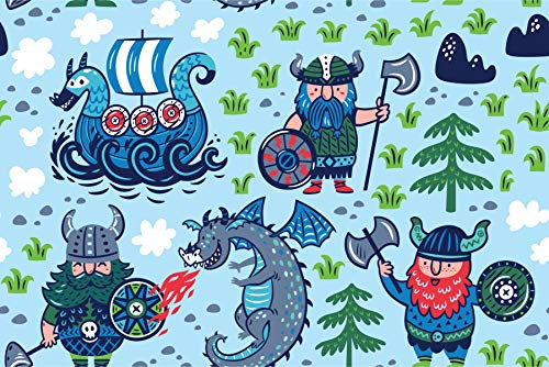 Muralo Self-Adhesive Photo Wallpaper 315 x 210 cm Animals Nature Magic Wallpaper Dragon Fire Viking Hatchet Living Room Bedroom Wall Pictures XXL Wall Width 315 cm x Height 210 cm