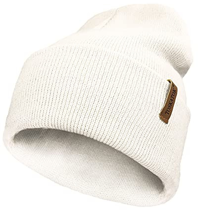 Unisex mjuk beröring mössa för kvinnor eller slouch stickad mössa varm vintermössa, Färg: creme, One size