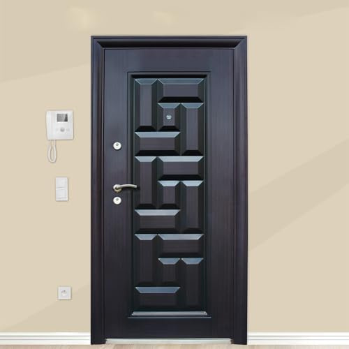 Porta Blindata 84x190 Design Semplice Moderno Portoncino Blindato Scuro Con Apertura Sia A Destra Che A Sinistra P1 (Apertura esterna sinistra)