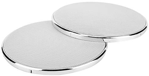 Automobile 140mm/5.5in Haut-parleur Audio Maille Métal Laminé à Froid Grille en Acier Maille Coquille Cadre en Plastique Galvanoplastie Cadre Maille Blanche(deux)