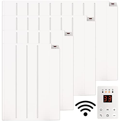 MYLEK Panel Heater Radiator Wifi Smart App Electric 1500W With Thermostat - Wall Mounted or Floor Standing Lot 20 Compliant - Bathroom IP24 Rated - for Homes, Offices and More (1.5KW)