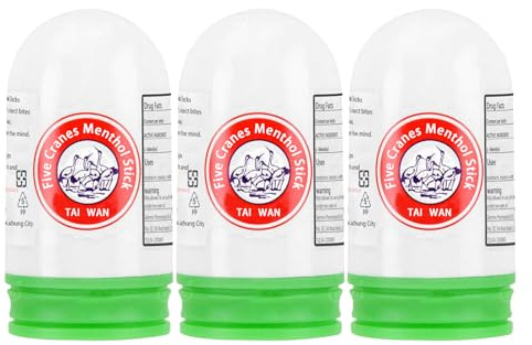 xinlong 3pcs Five Cranes Menthol Stick Made in Taiwan 三瓶裝五鶴標牌薄荷棒 每瓶14.5g