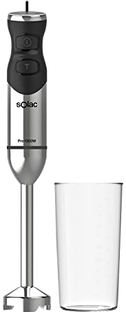 Solac BA5610 Pro 1500 - Batidora de mano, 1500W, batidora de varilla anti salpicaduras, varias velocidades, función turbo, incluye vaso medidor, 4 cuchillas INOX, ergonómica, acero inoxidable