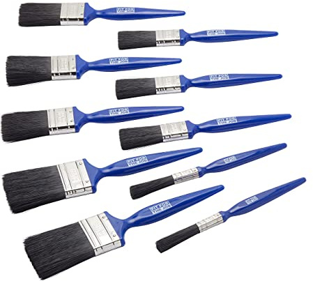 Fit For The Job No Bristle Loss 10 Piece DIY Paint Brush Set 2x 0.5 3x 1 | For A Smooth Finish with Emulsion, Gloss & Satin Paints on Walls, Ceilings, Furniture, Wood & Metal, 3x 1.5, 3x 2 Brushes