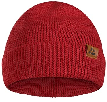 DANISH ENDURANCE Merino Mütze, Klassische Wollmütze, Warme Wintermütze, Thermo Beanie, Weich, Stretchy, Unisex, für Damen & Herren, Rot, Einheitsgröße