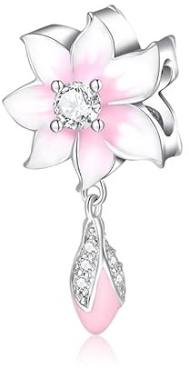 Charm fleur cerisier en argent 925 - Les Folies pour Pandora, Argent sterling, Zircone cubique