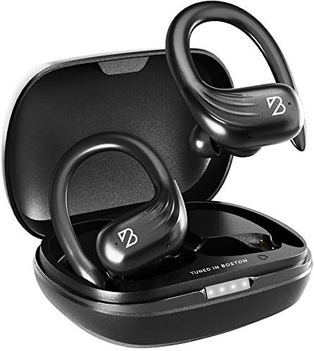 Back Bay Audio Runner 60 Wireless Running Earbuds, 80 Hour Long Battery Life Over The Ear Earbuds with EarHooks, Wrap Around Earphones Wireless Bluetooth Earphones with Microphone, in Ear Headphones