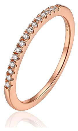 MomentWish Eternity Ring, Moissanit Diamant Ring Silber Damen Rosegold, Ring Damen Herren Verlobung Hochzeit Ehering Verlobungsring Ewigkeitsringe Größe56