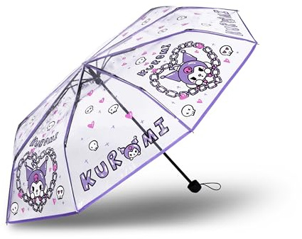 Roffatide Anime Cute Clear Bubble Umbrella 8 RIBS Umbrellas Folding Travel Umbrella Windproof Waterproof Light Protection Umbrella Transparent Clear Rain Umbrellas