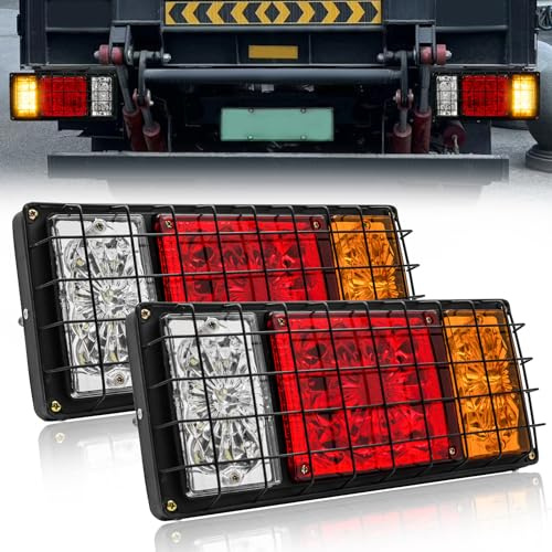 Biqiure Feu Remorque LED 24V,36-LED Feux Arrières Remorque Clignotant de Position Stationnement Feux de Frein Arrière pour Remorque Véhicule Caravan Camion Tracteur,2pcs (Modèle E)