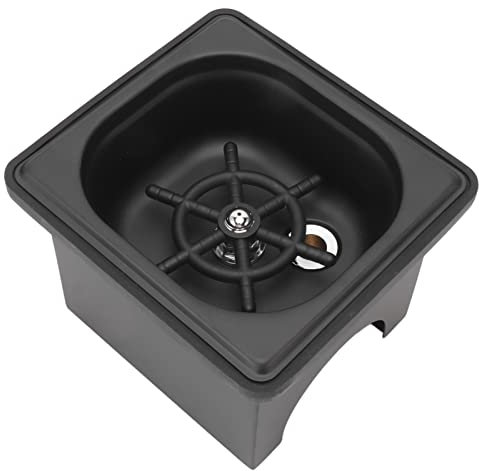 Pitcher Rinser, Stainless Steel Kitchen Sink Glass Rinser with Drain and Drip Tray, Countertop Automatic Cup Washer for Bar, Home, Cafe, Restaurant, Household & Commercial (Black) (Small)