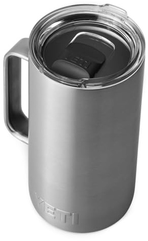YETI Rambler 24 oz (709 ml) Coffee Mug, Stainless Steel | Large Travel Mug with Handle & MagSlider Lid (Not Leakproof), Insulated Coffee Cup Keeps Drinks Hot or Cold