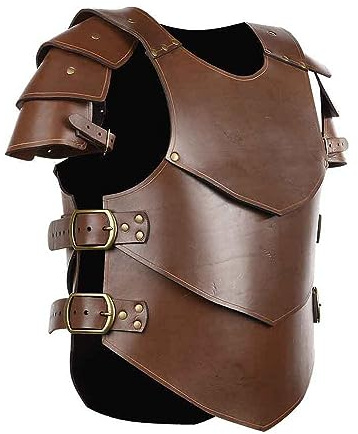 Dremdo Mittelalterliche Lederbrustpanzer, Wikinger Gothic Brustpanzer Brustschutz, Renaissance Cosplay Ritter Kampfpanzer Für Halloween, Motto Party,Braun