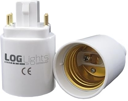 LOG Lights of Germany G24 Q 4-Pin Adapterauf auf E27 Sockellänge 15 mm f. LED Leuchtmittel
