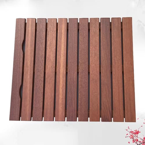 Rechteckige Badematte aus Holz,Wasserdichte Bambus Badematte,Multifunktionale Badewannenmatten,Rutschfeste Lattenroste,Badezimmer-Spa-Duschmatte aus Holz,Bodenmatte und Fußmatte (40x50cm/16x20in)