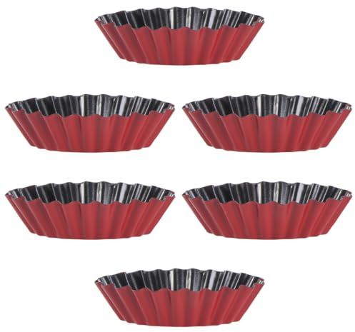 HOMSFOU 6 Pezzi Mini Vassoio Per Cupcake Piccoli Per Crostate Stampo Budino Mini Teglia Per Muffin Stampo Per Crostata Alluovo Riutilizzabile Casseruola Biscotto Guscio D'
