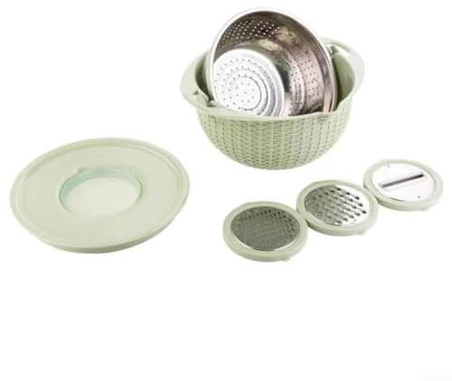Passoire rotative avec couvercle, bol mélangeur multifonction, préparation facile des aliments (vert)