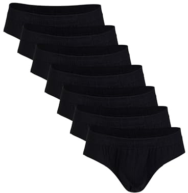 Basic Treasure Lot de 7 Slips Homme Noirs, Coton, sans Étiquette | Coupe couvrante, OEKO-TEX, matière douce et respirante, confort quotidien prolongé