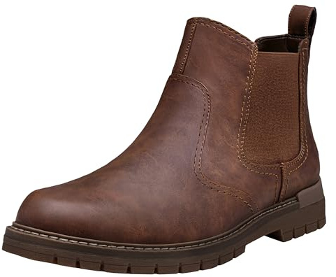 Jousen Chelsea Boots Men Lightweight Mens Boots Classic Slip On Boot Casual Boot for Men (AMY8120A brown 10.5)