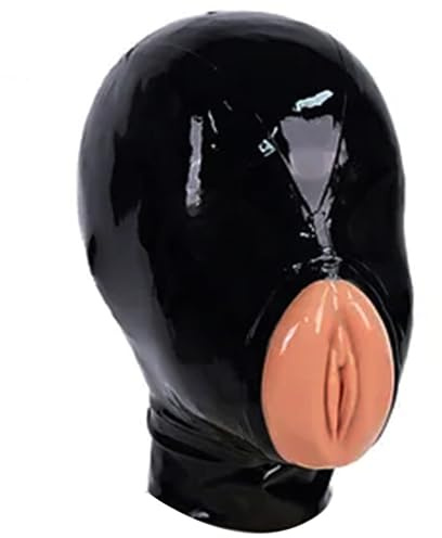 MFMYEE Bondage-Latexmaske, Kopfschmuck mit Silikon-Mundknebel, BDSM-Latexkostüm, Halloween-Rollenspiel-Sexspielzeug