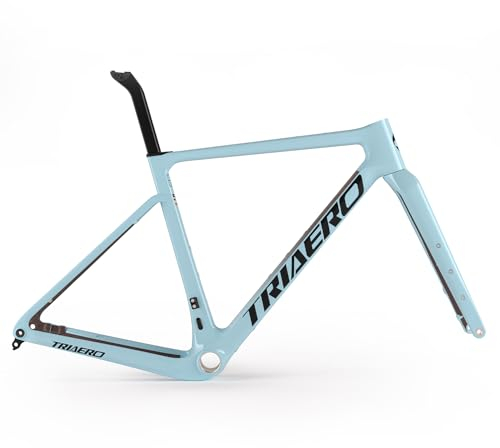ICAN Graro Carbon Gravel Bike Rahmenset UCI und UDH Hinterradaufhänger Tretlager T47 49/52/54/56/58cm (Celeste, 54cm)
