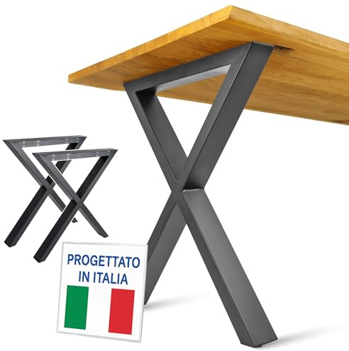NEXT LEVEL - Tischbeine Metall Schwarz | 65x74cm, Profil 80x40mm, Metallisch, für Holz und Glas, Kompatibel mit Tischbreiten 70, 80, 90 und 100cm - PM-005N