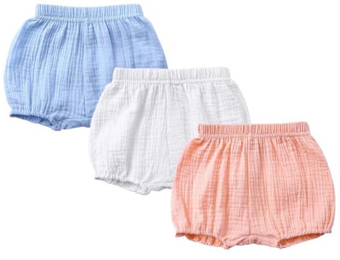AOOPOO 3er Pack Baby Kinder Mädchen Jungen Baumwolle Leinen Unterwäsche Unterhosen Rüsche Hose Bloomer Shorts Baby Höschen Windelabdeckung Windelhöschen Kleinkinder Pumphose 6 Monate-4 Jahre