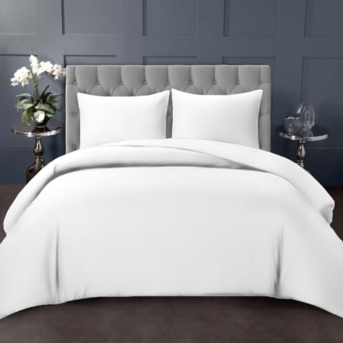 Pizuna Bettbezug 155x220 cm Baumwolle, Weiß 1000 Fadenzahl | 100% langstapeliger Baumwolle Mako Satin Dickes Bettbezug set mit Rei Bverschluss und 1 Kopfkissenbezug 80x80 cm Mako Satin