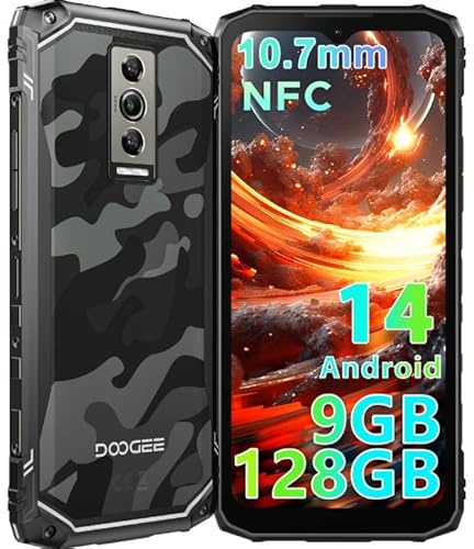 DOOGEE Blade10 Telephone Portable Incassable Android 14, 9GB+128GB/TF 2TB, 10.7mm 6.56'', 5150 mAh Smartphone Incassable, Octa-Core, Caméra 16MP Téléphone, IP68/I69K/4G Dual SIM/Face ID