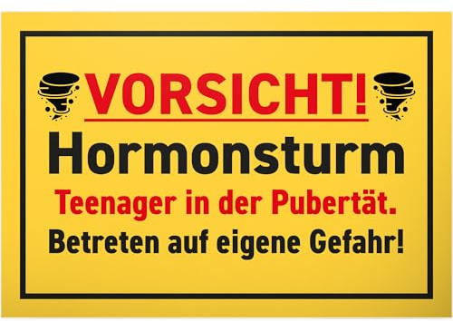 DankeDir! Hormonsturm Teenager - Schild 30 x 20 cm - Geschenkidee Teenie Spruch Zimmer Türschild Jungen & Mädchen Jugendzimmer - Dekoration Deko Geschenk Idee Jugendliche Tür Deko Geburtstag