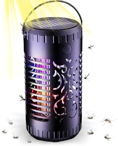 Solar-Moskito-Killer, leise und ungiftig, 5,5 W, Solarpanel, 360 ° UV, elektrischer Insektenvernichter für Schlafzimmer, Küche, Garten, Camping