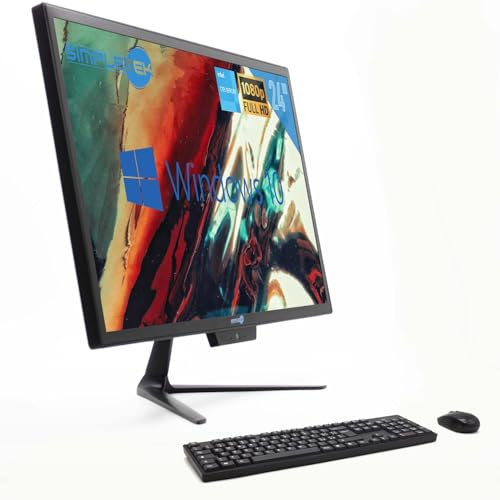 SIMPLETEK - All-In-One 24 16 GB 960 GB Full HD Windows 10 Pro med trådlös mus och tangentbordssats | Wifi + Bluetooth | Inbyggd webbkamera